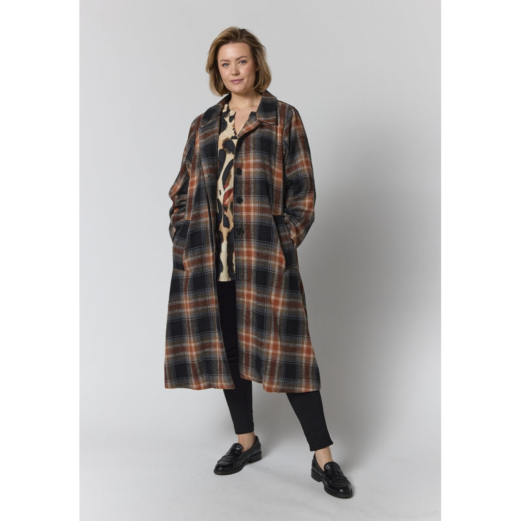 Gozzip Woman GAlaya long checked coat Coat Multi Colour