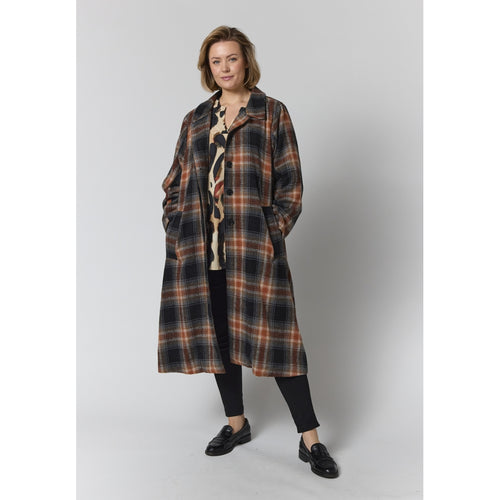 Gozzip Woman GAlaya long checked coat Coat Multi Colour