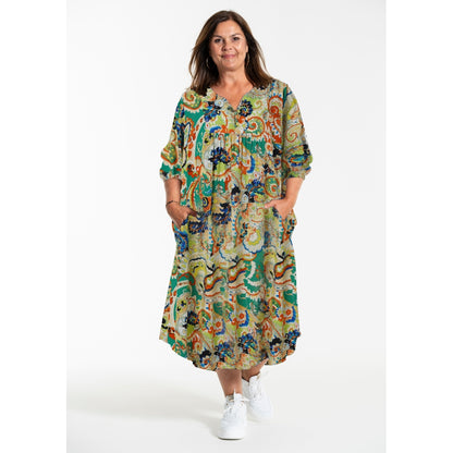 Gozzip Woman GAlice Dress Dress Green print as style no. G242021