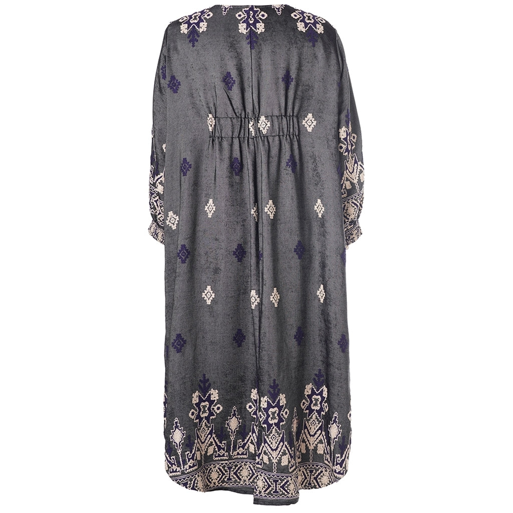 Gozzip Woman GAlice Dress Dress Black board fabric with white blue pattern
