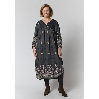 Gozzip Woman GAlice Dress Dress Black board fabric with white blue pattern