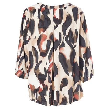 Gozzip Woman GAlva Blouse Blouse Sand with black orange pattern
