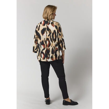 Gozzip Woman GAlva Blouse Blouse Sand with black orange pattern
