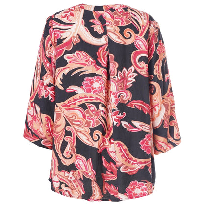 Gozzip Woman GAlva Blouse Blouse Black with orange flowers