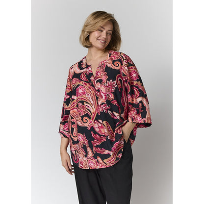 Gozzip Woman GAlva Blouse Blouse Black with orange flowers