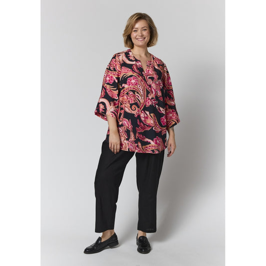 Gozzip Woman GAlva Blouse Blouse Black with orange flowers