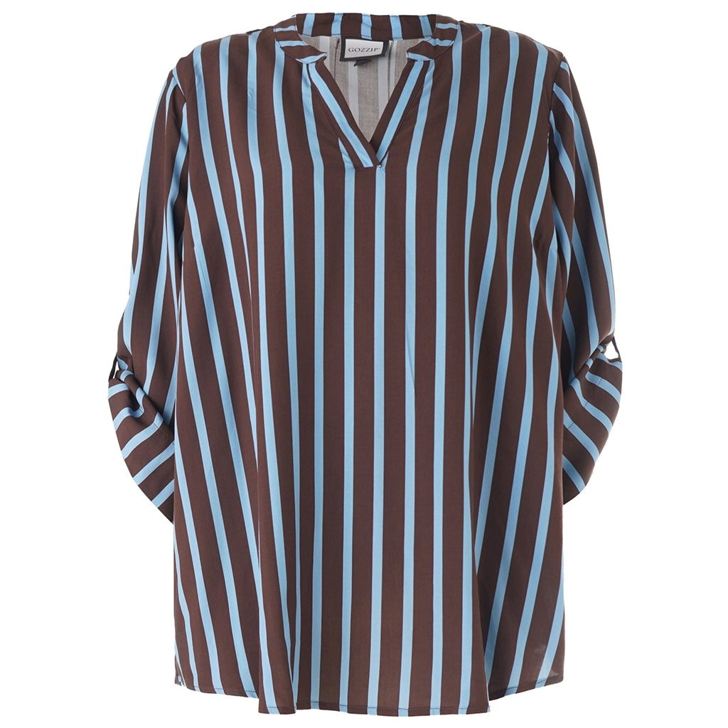 Gozzip Woman GAlva Blouse Blouse Brown with blue stripes