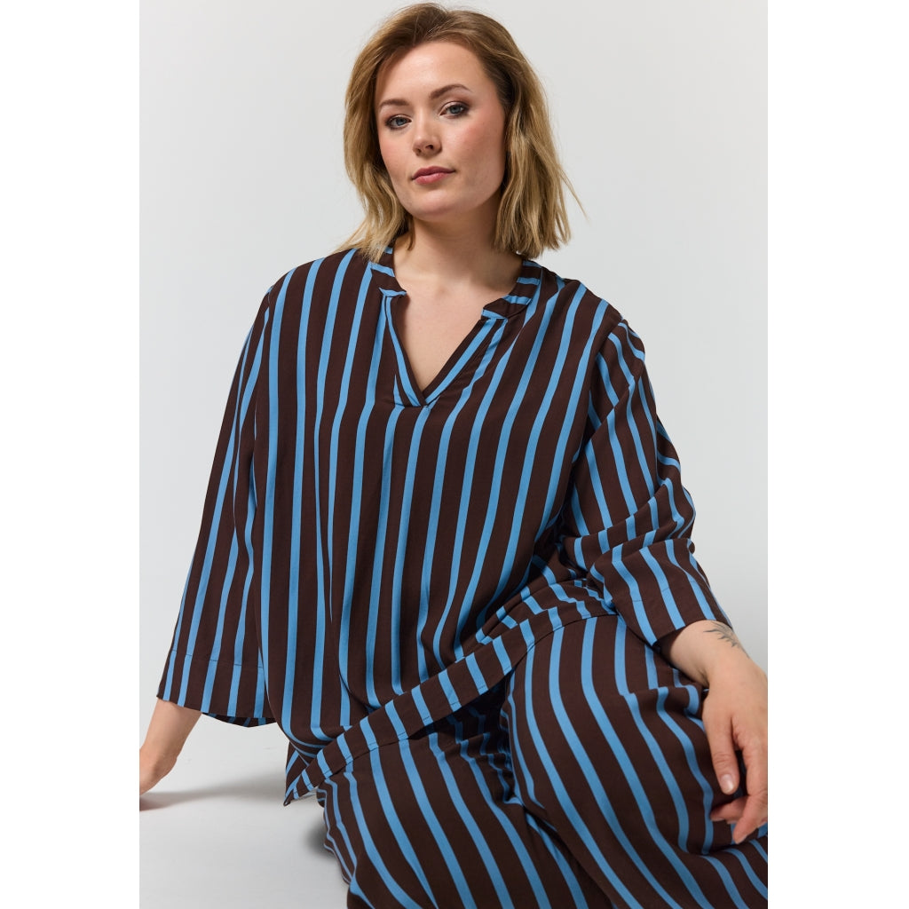Gozzip Woman GAlva Blouse Blouse Brown with blue stripes