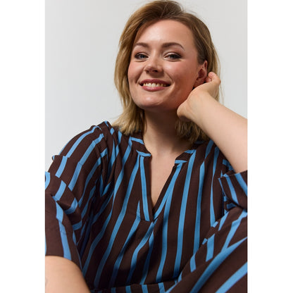 Gozzip Woman GAlva Blouse Blouse Brown with blue stripes