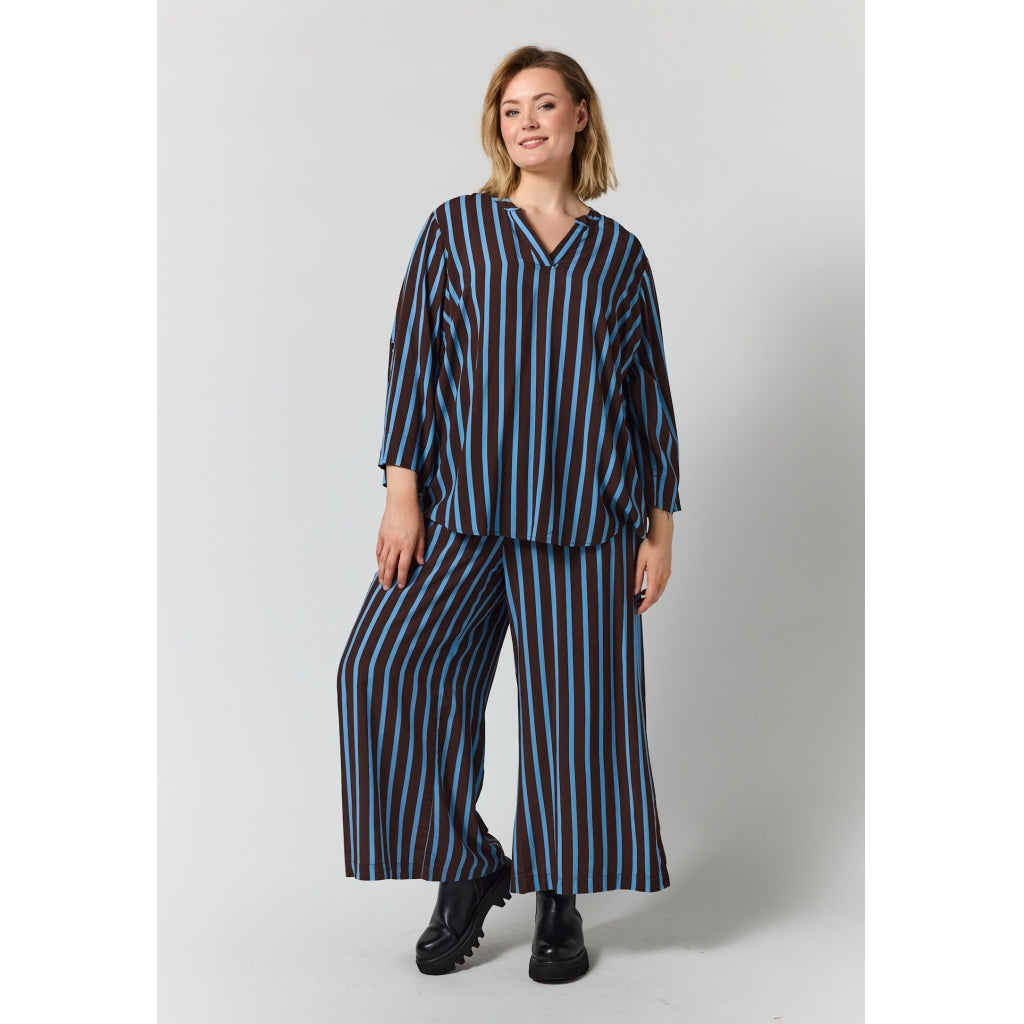 Gozzip Woman GAlva Blouse Blouse Brown with blue stripes