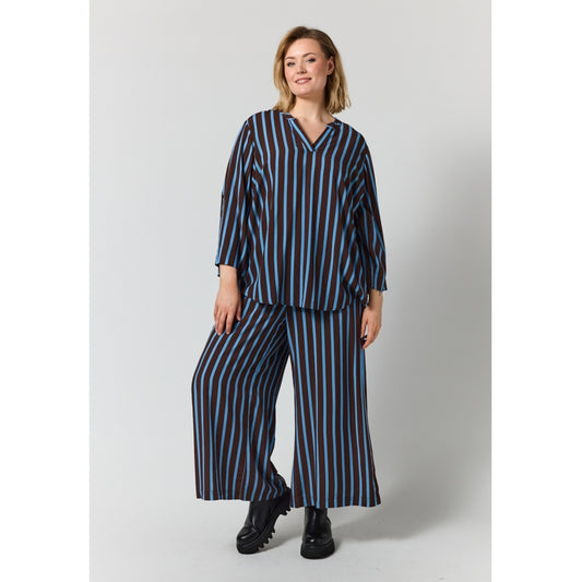 Gozzip Woman GAlva Blouse Blouse Brown with blue stripes