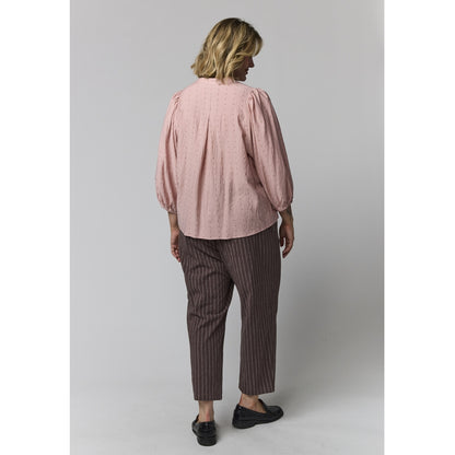 Gozzip Woman GAmaris Blouse Blouse Rose with brown and silver dots