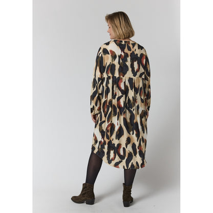 Gozzip Woman GAnja Dress Dress Sand with black orange pattern