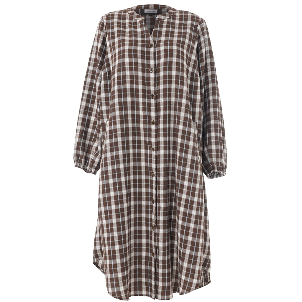 Gozzip Woman GAnja Dress Dress Brown check with light blue stripe