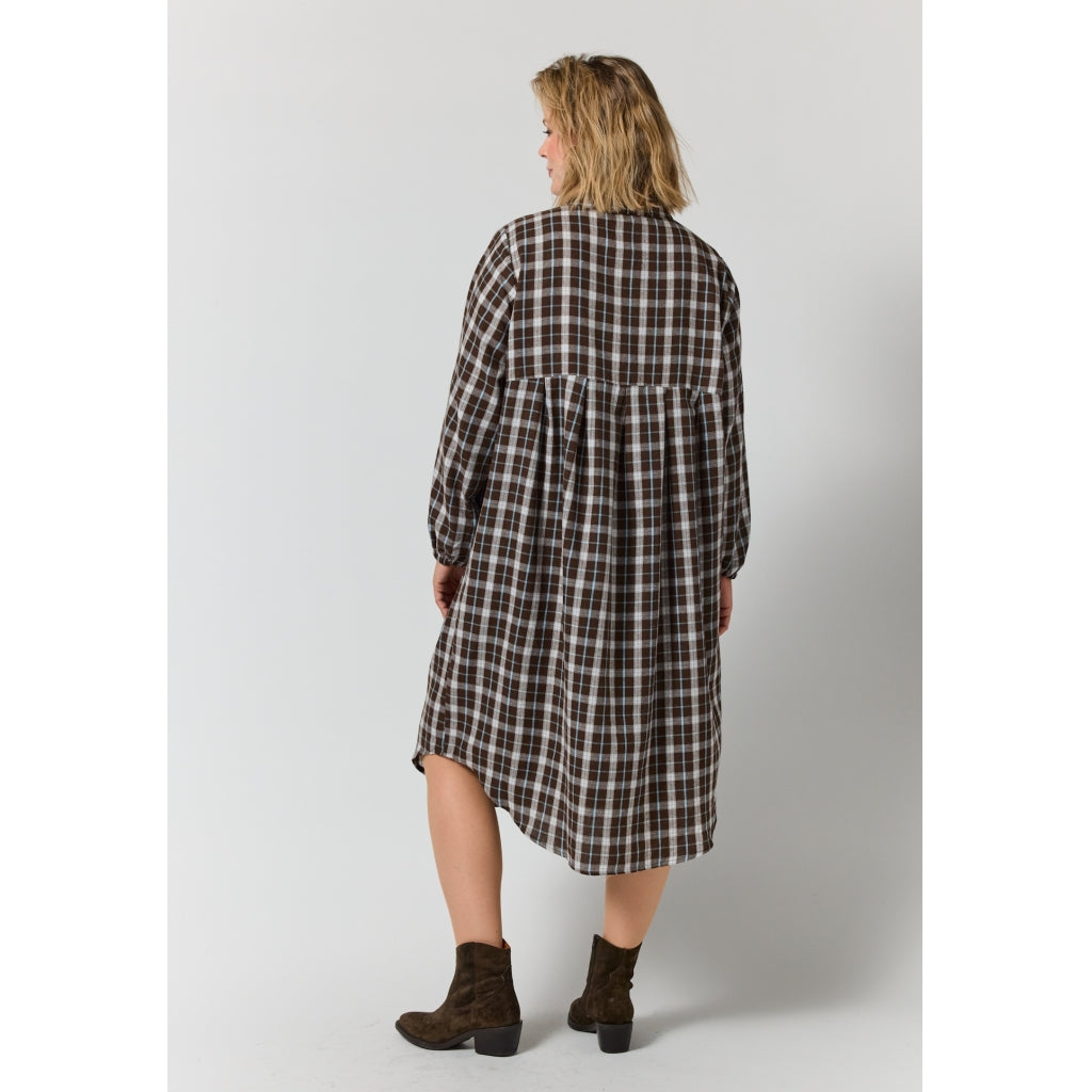 Gozzip Woman GAnja Dress Dress Brown check with light blue stripe