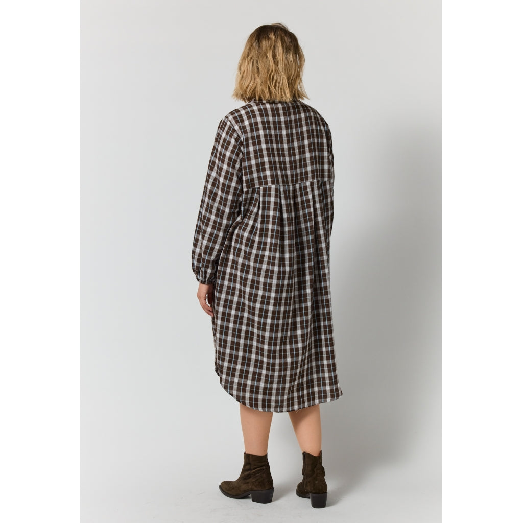 Gozzip Woman GAnja Dress Dress Brown check with light blue stripe