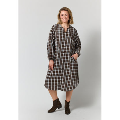 Gozzip Woman GAnja Dress Dress Brown check with light blue stripe