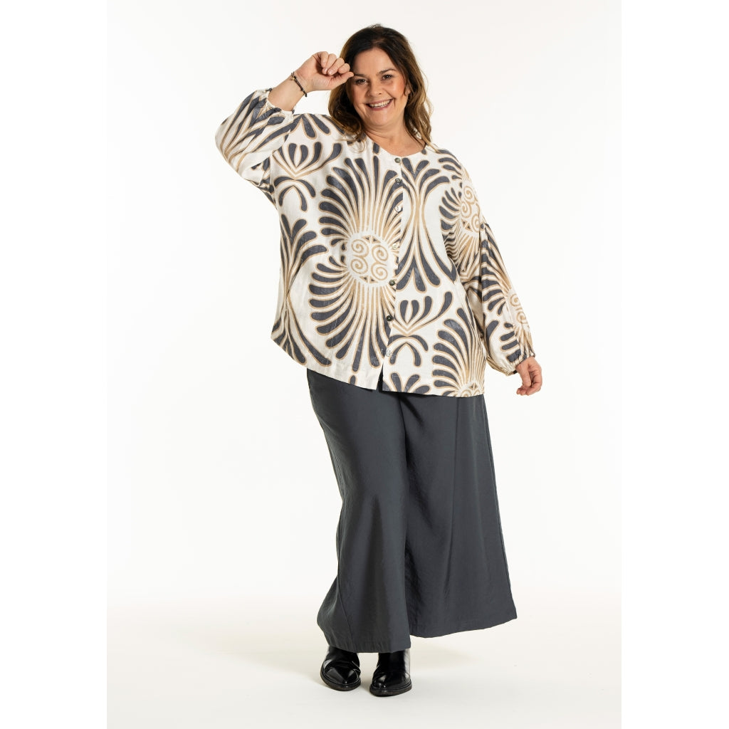 Gozzip Woman GAnn-Mari Blouse Blouse Off White / Grey
