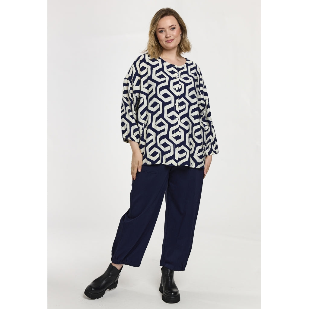 Gozzip Woman GAnnbrit Shirt Shirt Blue offwhite print