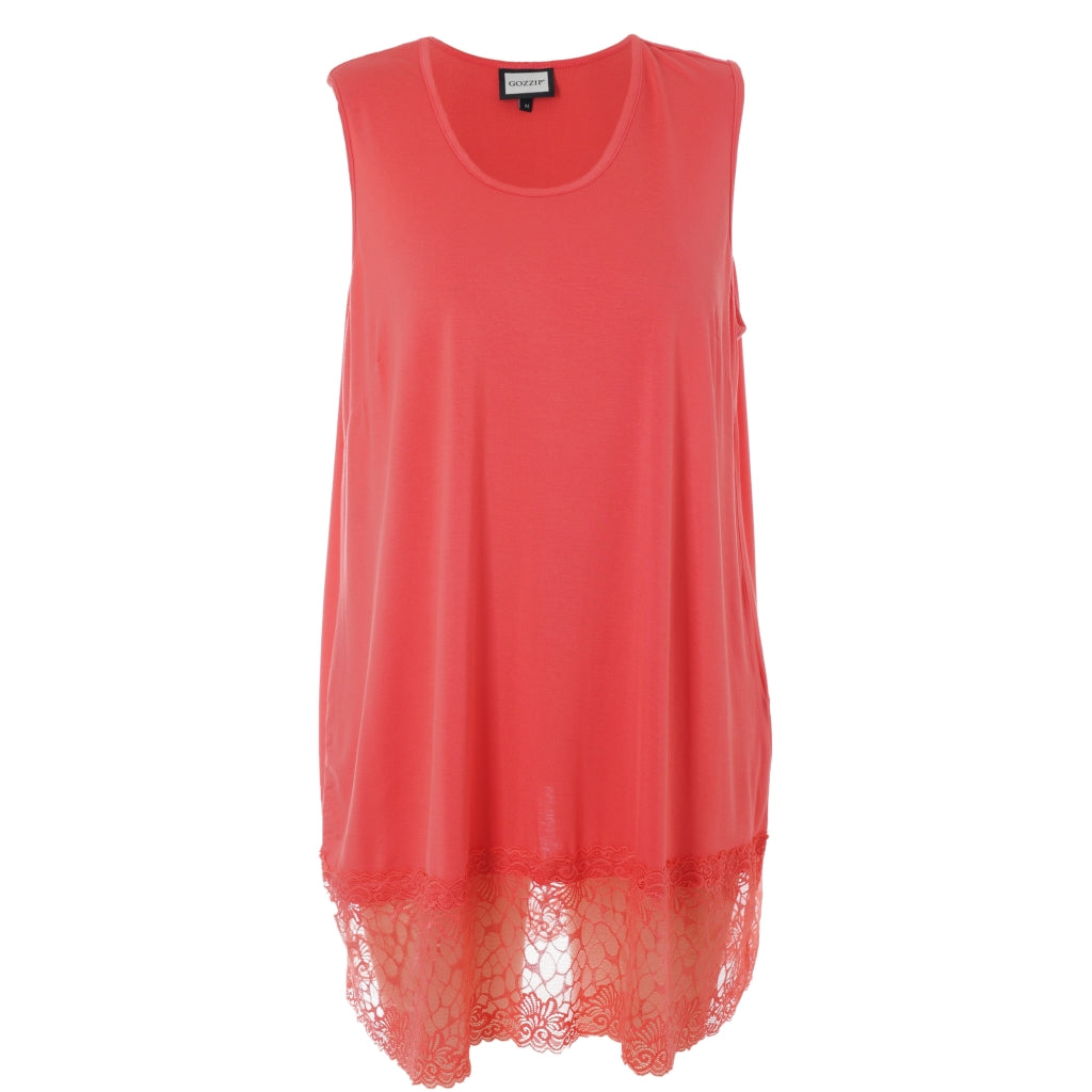 Gozzip Woman GAnny Top with lace Top Coral