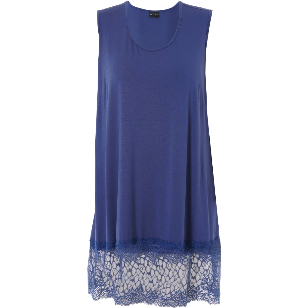 Gozzip Woman GAnny Top with lace Top Dusty Blue