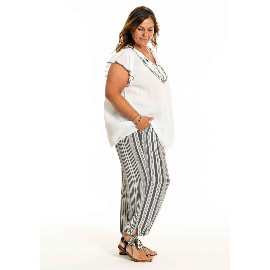 Gozzip Woman GAugusta Pants 7/8 7/8 Pant Black Stripe