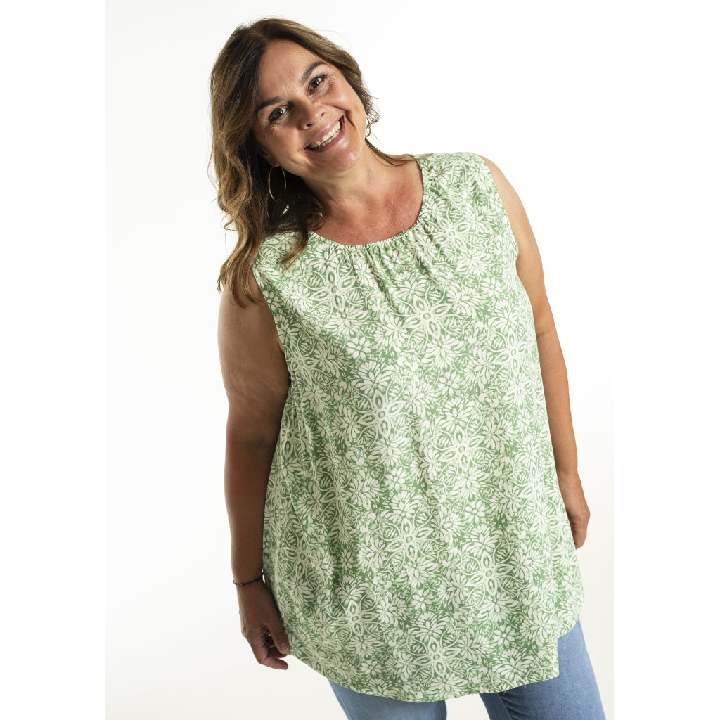 Gozzip Woman GBeata Top Top Green Print