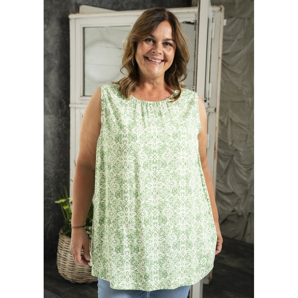 Gozzip Woman GBeata Top Top Green Print