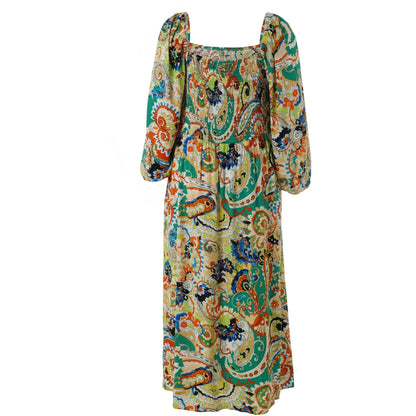 Gozzip Woman GBenja Smock Dress Dress Green Print