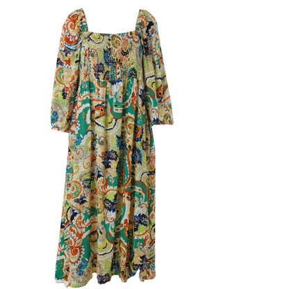 Gozzip Woman GBenja Smock Dress Dress Green Print