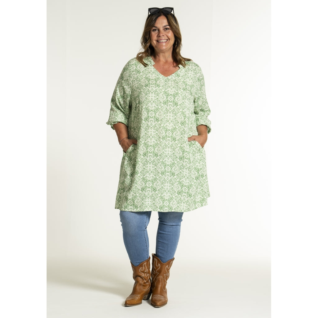 Gozzip Woman GBentina Tunic Tunic Green Print