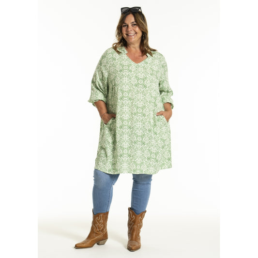 Gozzip Woman GBentina Tunic Tunic Green Print