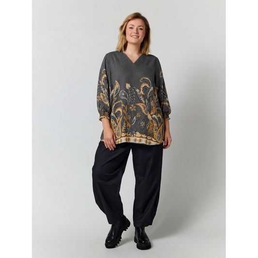 Gozzip Woman GBeth Blouse Blouse Black board fabric with brown pattern