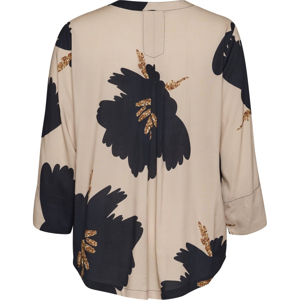 Gozzip Woman GBillie Blouse Blouse Sand with big black flowers