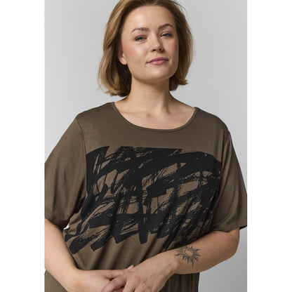 Gozzip Woman GBirka T-Shirt with print T-Shirt Army with Black