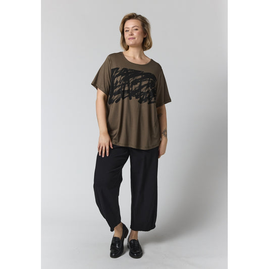 Gozzip Woman GBirka T-Shirt with print T-Shirt Army with Black