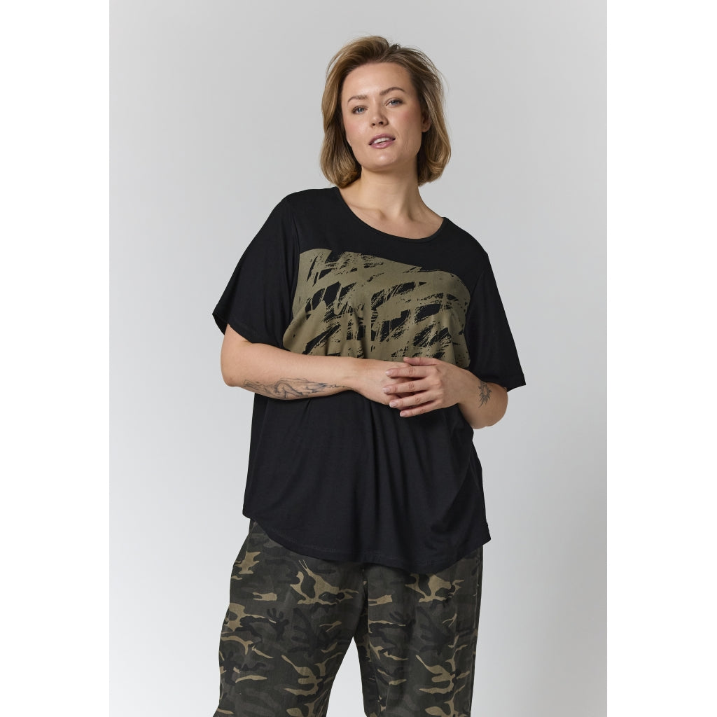 Gozzip Woman GBirka T-Shirt with print T-Shirt Black With Grey