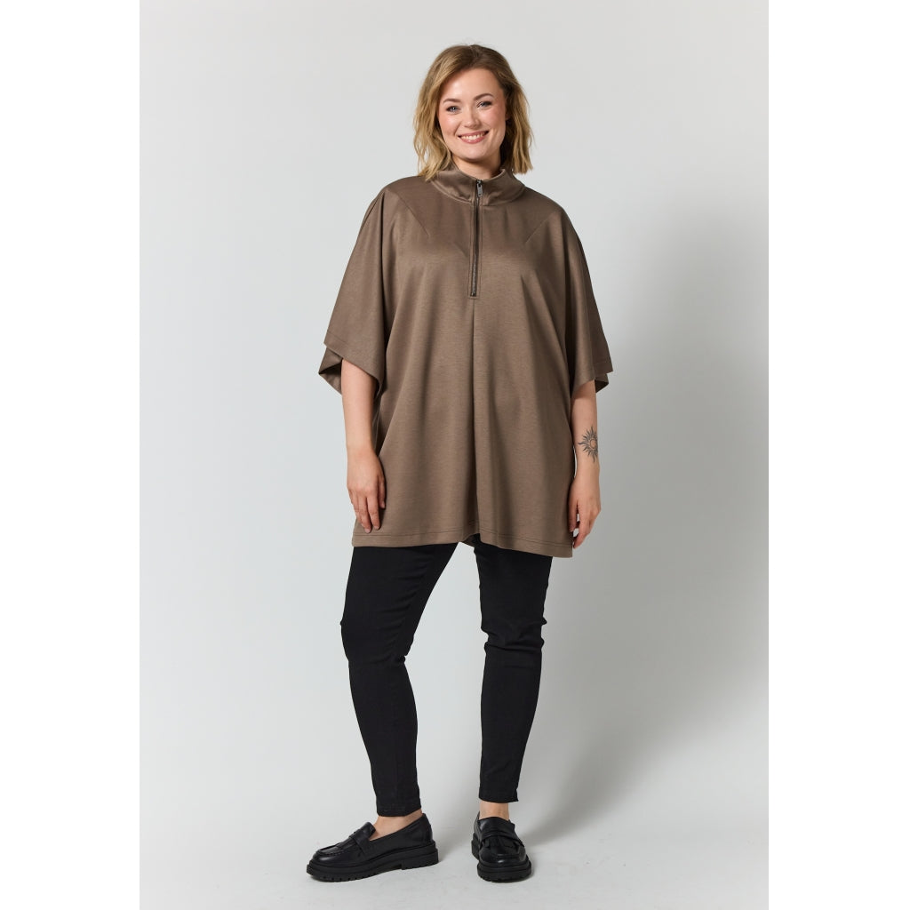 Gozzip Woman GEdit Tunic with zipper Tunic Brown
