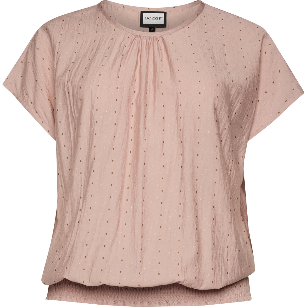 Gozzip Woman GElise Blouse Blouse Rose with brown and silver dots