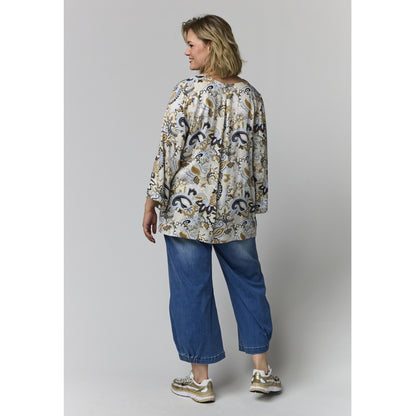 Gozzip Woman GElse-Marie Blouse Blouse Sand with blue print