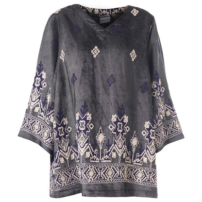 Gozzip Woman GElse-Marie Blouse Blouse Black board fabric with white blue pattern