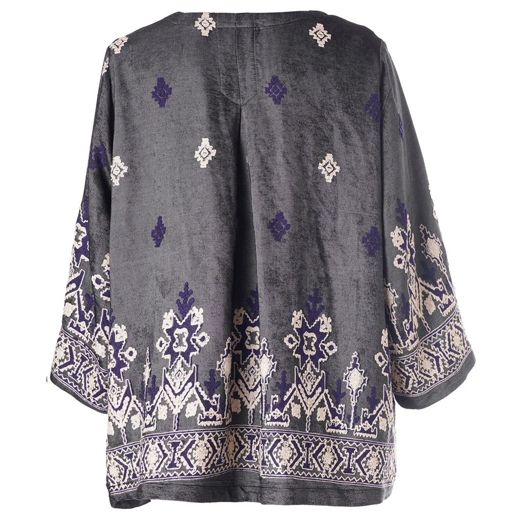 Gozzip Woman GElse-Marie Blouse Blouse Black board fabric with white blue pattern