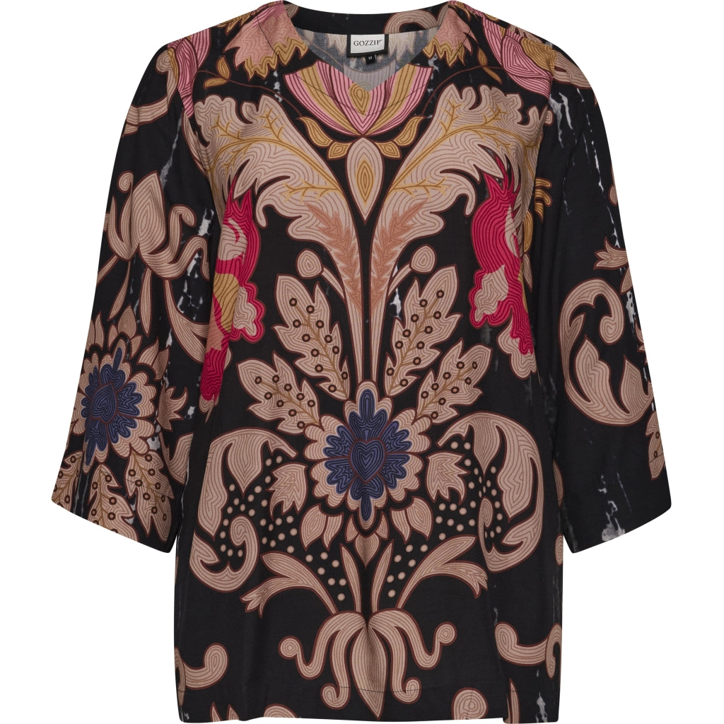 Gozzip Woman GElse-Marie Blouse Blouse Black with Pink printed