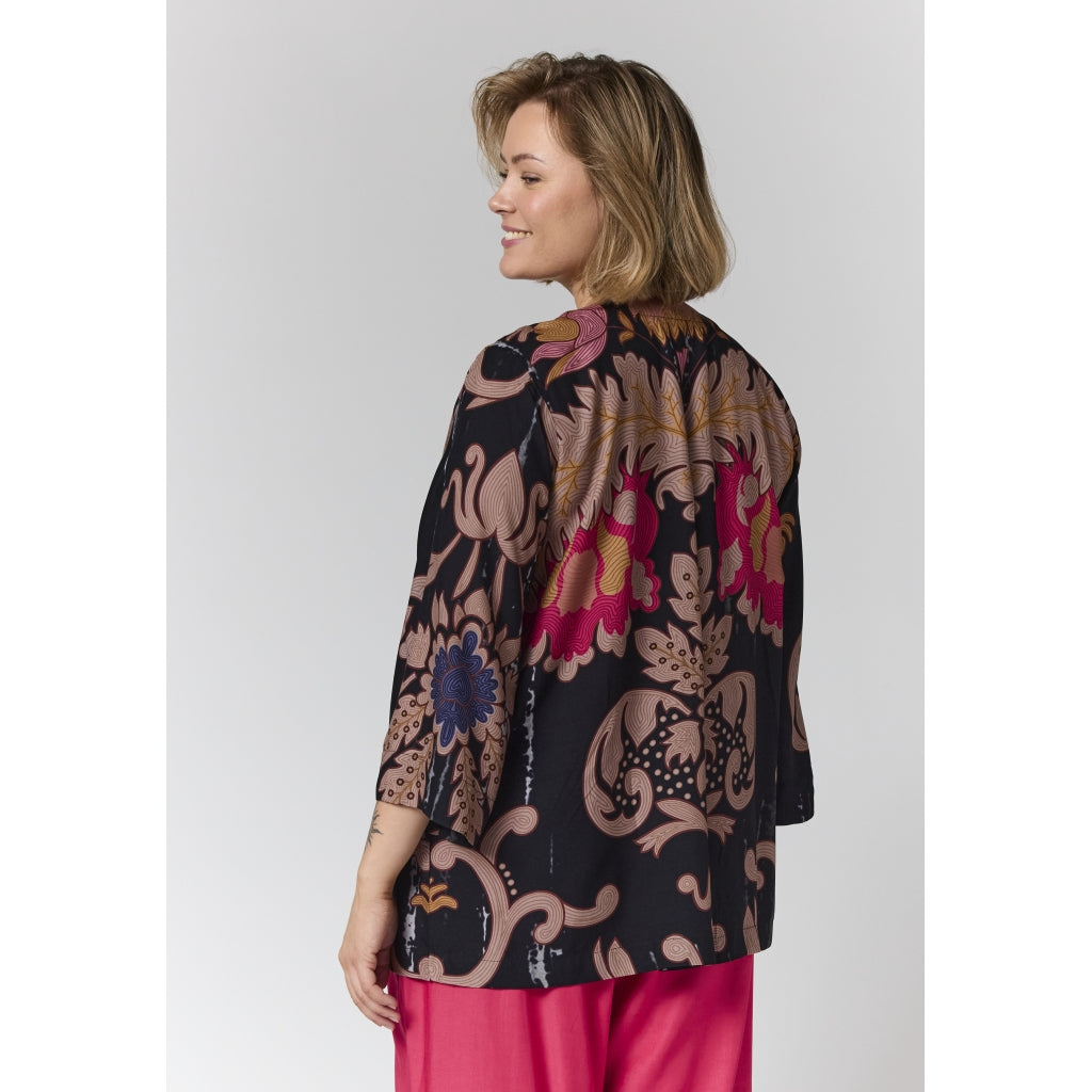 Gozzip Woman GElse-Marie Blouse Blouse Black with Pink printed