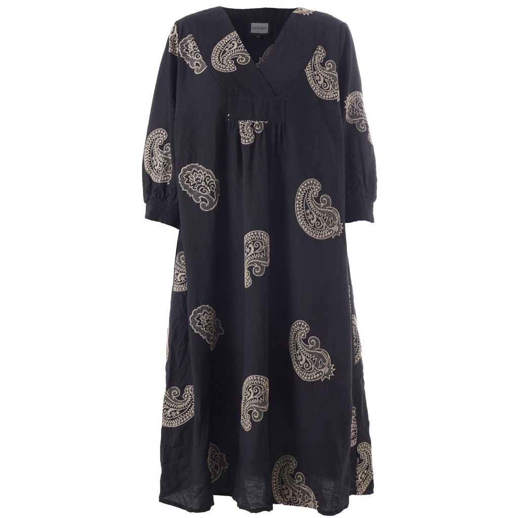 Gozzip Woman GElse Dress Dress Black with sand embroidery