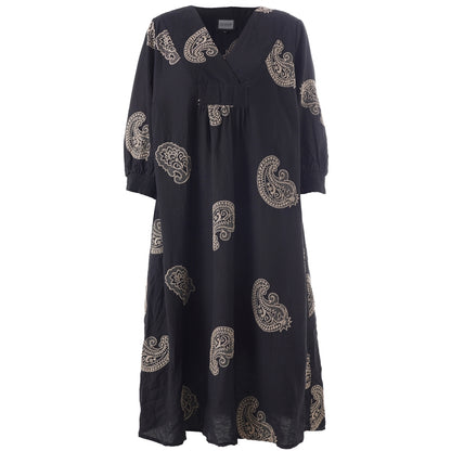 Gozzip Woman GElse Dress Dress Black with sand embroidery