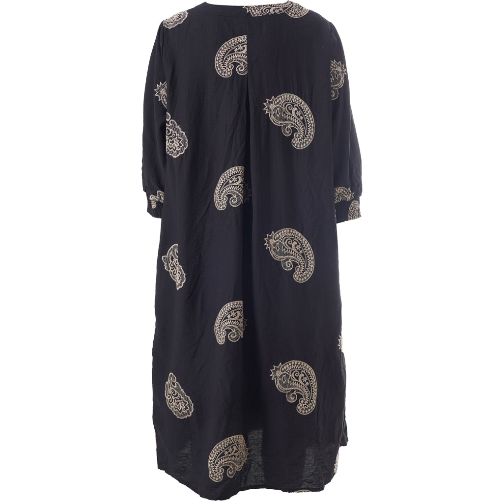 Gozzip Woman GElse Dress Dress Black with sand embroidery