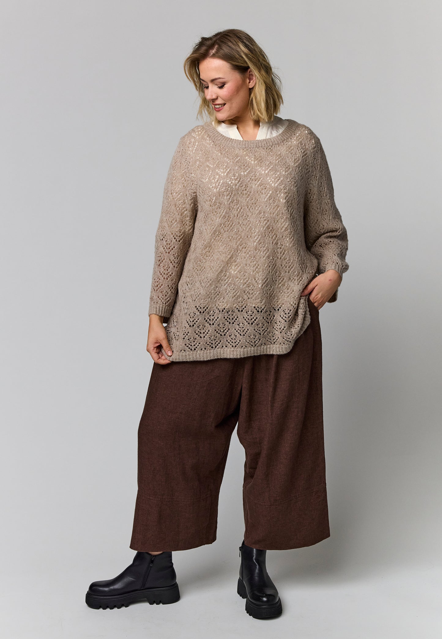 Gozzip Woman GElva knit blouse Blouse Sand