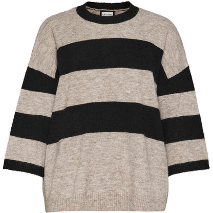 Gozzip Woman GFenja Knit Blouse with stripes Blouse Black/sand stripe