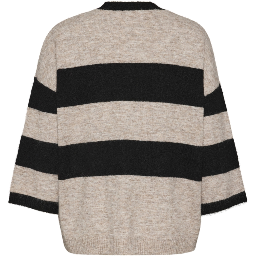 Gozzip Woman GFenja Knit Blouse with stripes Blouse Black/sand stripe
